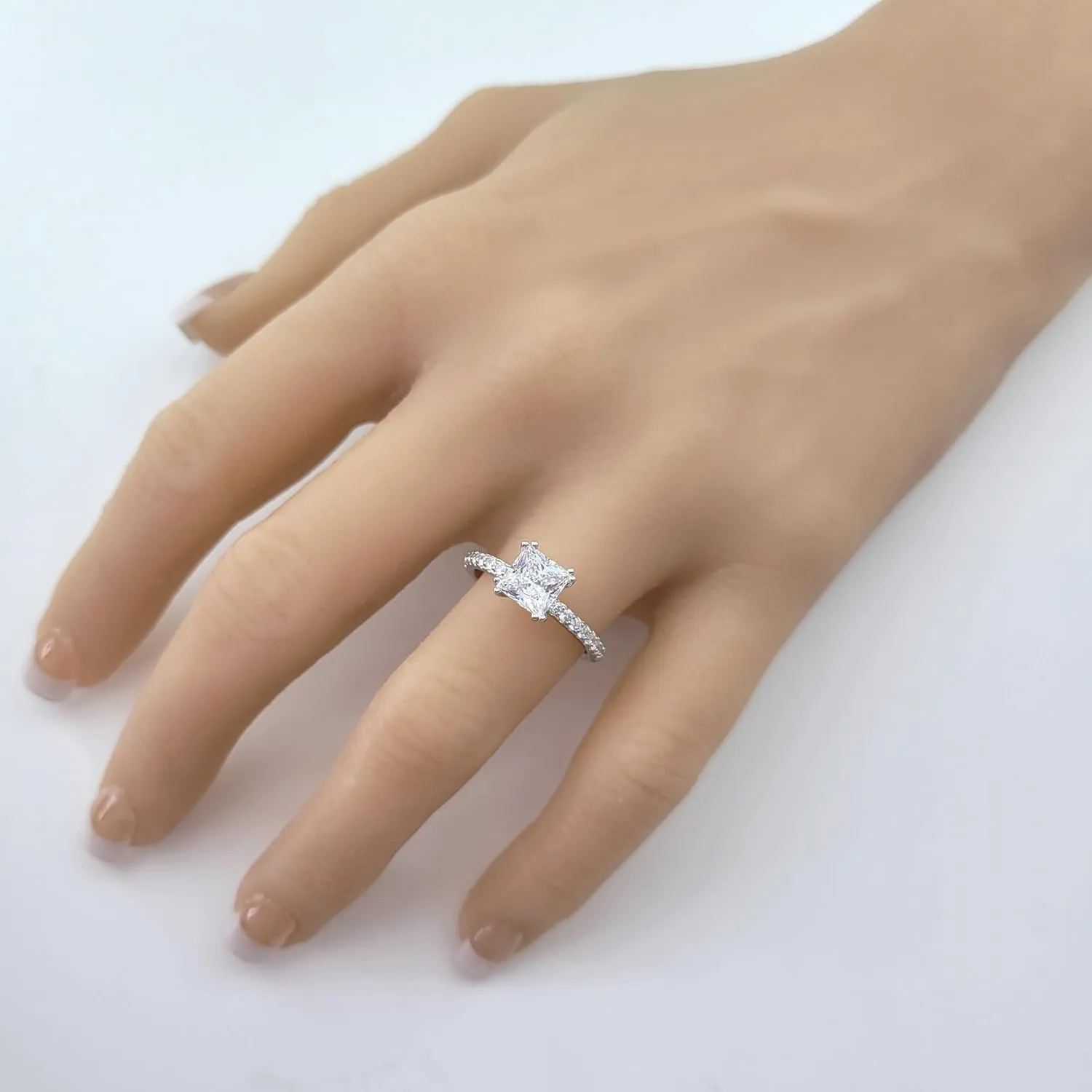 NANA Jewels 1.5-3CT Platinum Plated Sterling Silver Rings CZ Cubic Zirconia Oval Cushion Princess Asscher Cut Engagement Rings | 10K 14K Solid Gold