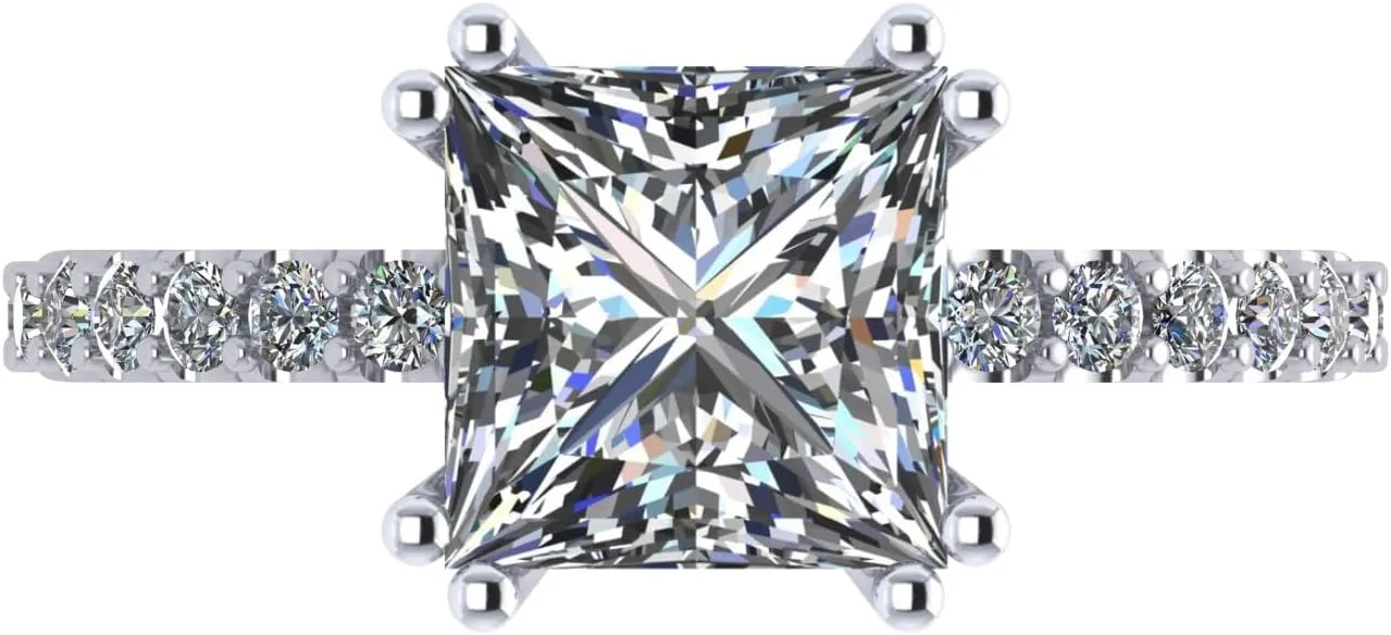NANA Jewels 1.5-3CT Platinum Plated Sterling Silver Rings CZ Cubic Zirconia Oval Cushion Princess Asscher Cut Engagement Rings | 10K 14K Solid Gold