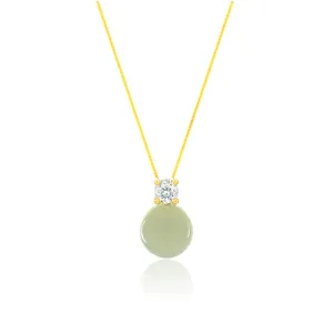 Natural Hetian Jade & Zircon Necklaces for Women, Dainty Green Jade Pendant for Women, Lucky Green Jade Elegant Jewelry Chain Gift for Mom Lover Her (925 Sterling Silver with Gold Plated)
