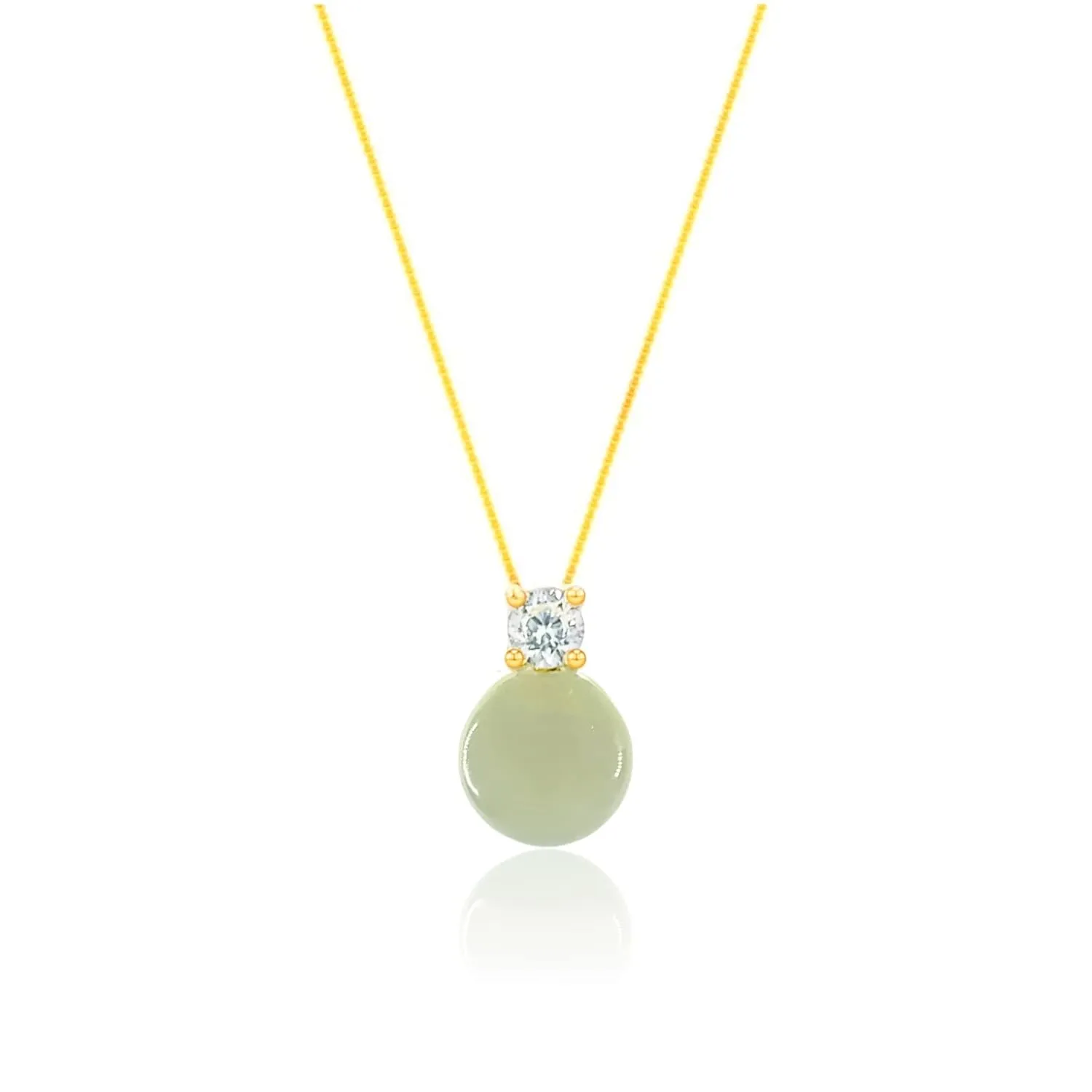 Natural Hetian Jade & Zircon Necklaces for Women, Dainty Green Jade Pendant for Women, Lucky Green Jade Elegant Jewelry Chain Gift for Mom Lover Her (925 Sterling Silver with Gold Plated)