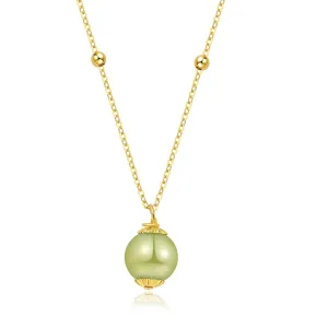 Natural Hetian Jade Bead Necklace, Green Jade & Gold Beads Choker, Adjustable Choker Necklaces, Good Luck Gift for Friends, Mother (925 Sterling Silver with Gold Plated)