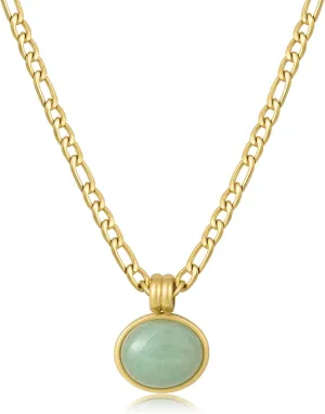 Natural Jade Necklace for Women 18K Gold Plated Green Jade Pendant Necklace Good Luck Necklaces Anniversary Gifts for Mom Lover