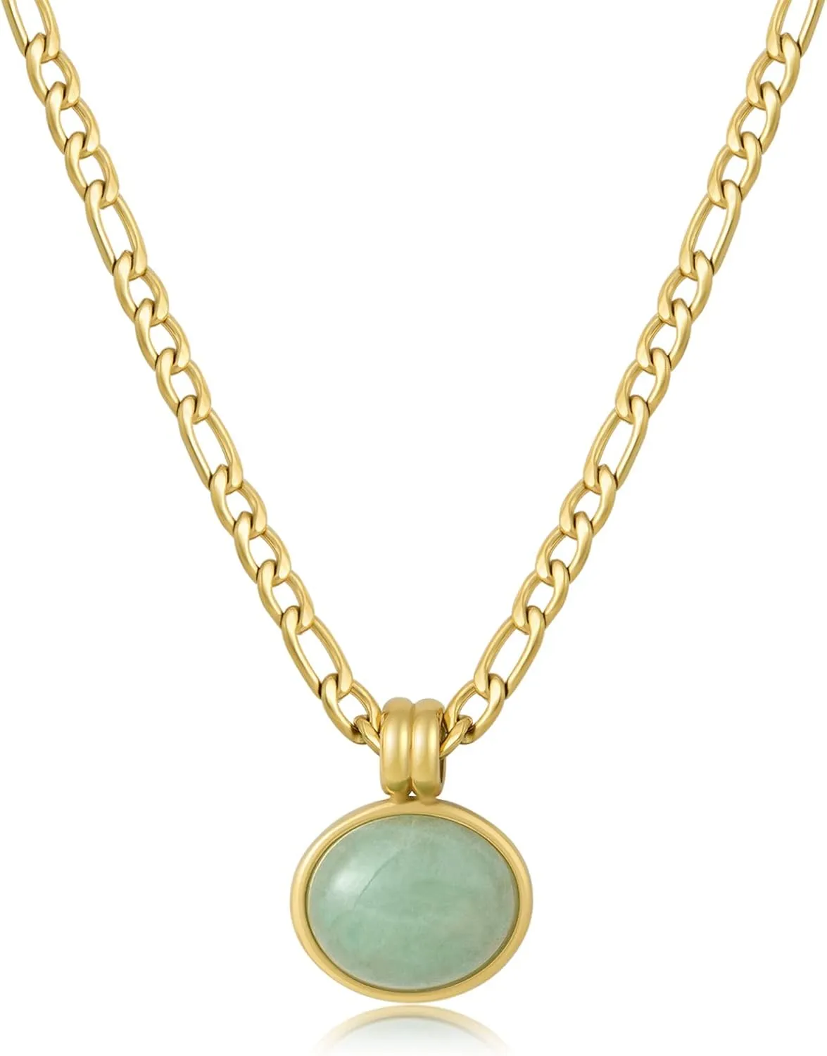 Natural Jade Necklace for Women 18K Gold Plated Green Jade Pendant Necklace Good Luck Necklaces Anniversary Gifts for Mom Lover