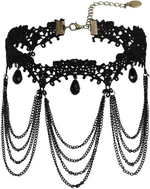 Neck Choker, Collar for Women Lacenecklace Arc Cubic Zirconia Black Halloween Costume Accessories Anime Cosplay Gothic Gifts