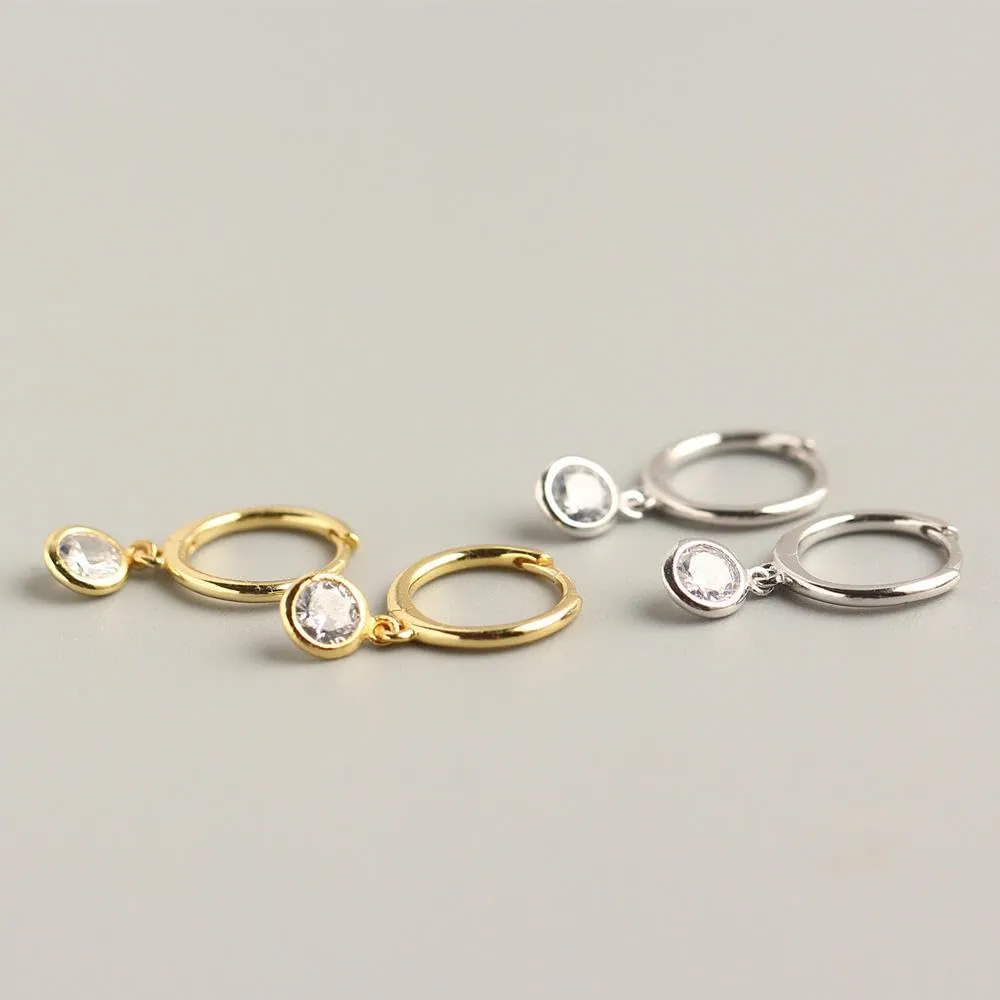 NEW korean fashion earrings jewelry 925 sterling silver luxury diamond dangle gold plated minimalist hoop earrings for women (1pair gold)