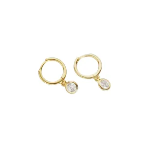 NEW korean fashion earrings jewelry 925 sterling silver luxury diamond dangle gold plated minimalist hoop earrings for women (1pair gold)