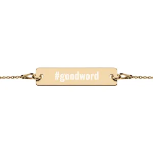 NEW!! Personalised Good Word Engraved Silver Bar Chain Bracelet