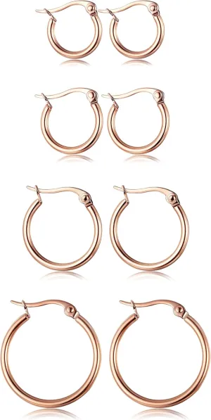 ORAZIO 4 Pairs Stainless Steel Hoop Earrings Set Cute Huggie Earrings for Women,10MM-20MM
