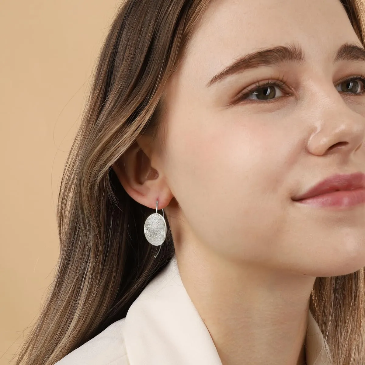 OZEL Gold Dangle Earrings for Women Brushed Finish, Matte Gold Statement Jewelry, 14k Gold Plated