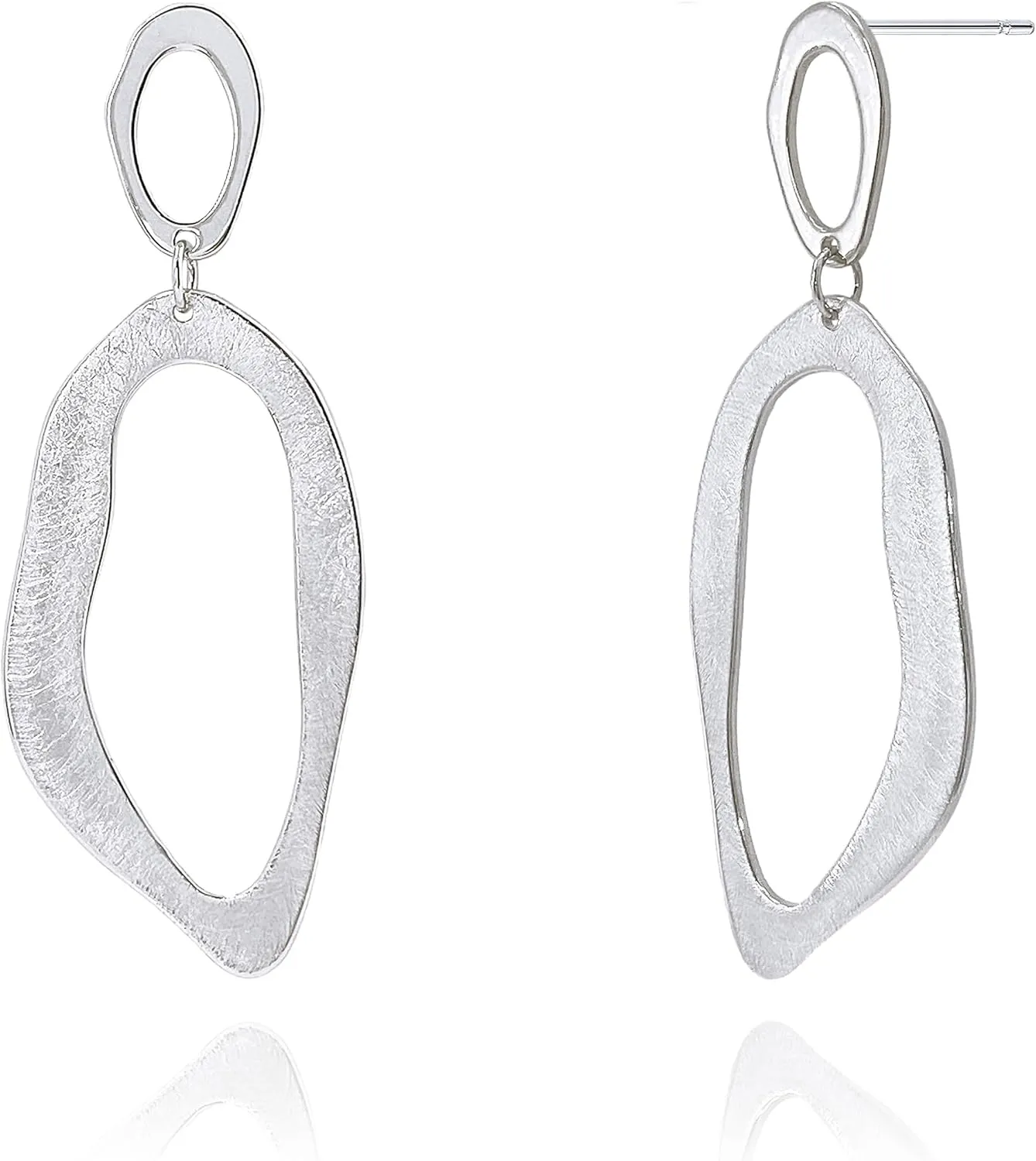 OZEL Gold Dangle Earrings for Women Brushed Finish, Matte Gold Statement Jewelry, 14k Gold Plated