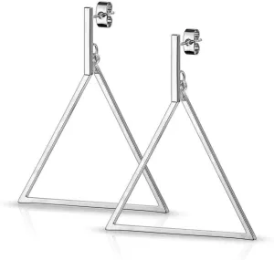 Pair of Stainless Steel Earrings with Bar and Large Triangle Dangle Design 20g