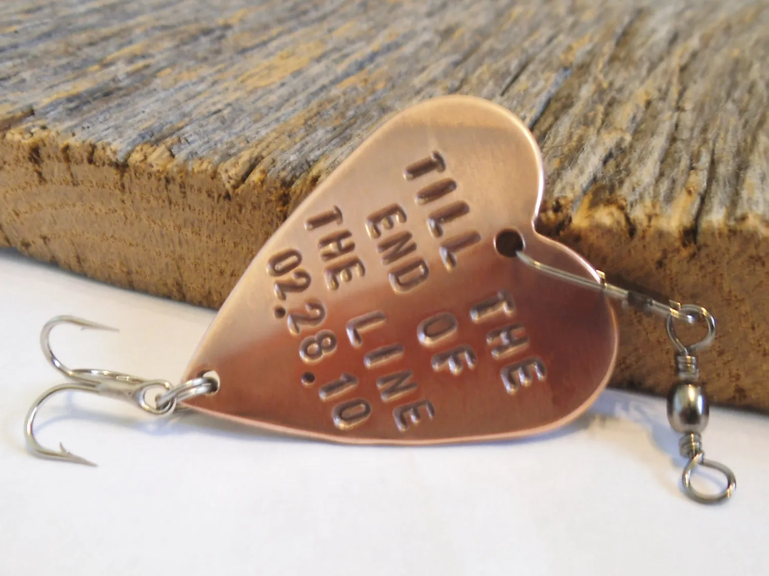 Personalized Anniversary Gift for Husband Handstamped Fishing Lure Men Birthday Boyfriend Wedding Gift Till the End of the Line Infinity Us