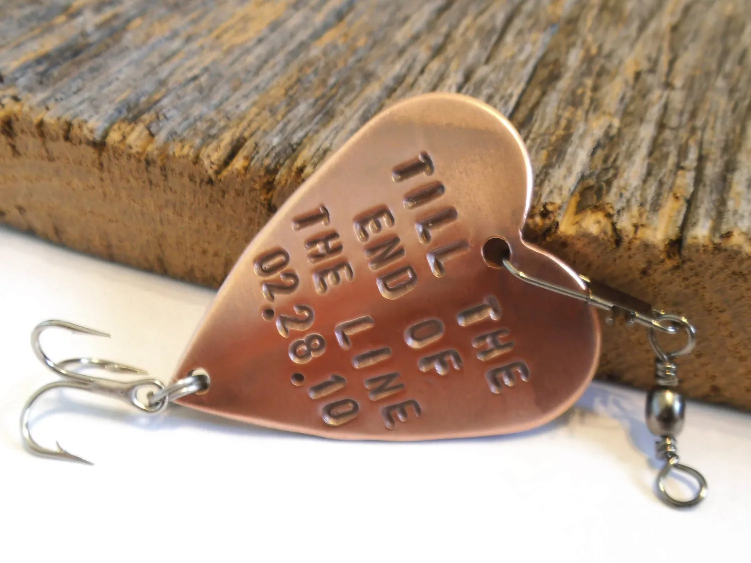 Personalized Anniversary Gift for Husband Handstamped Fishing Lure Men Birthday Boyfriend Wedding Gift Till the End of the Line Infinity Us