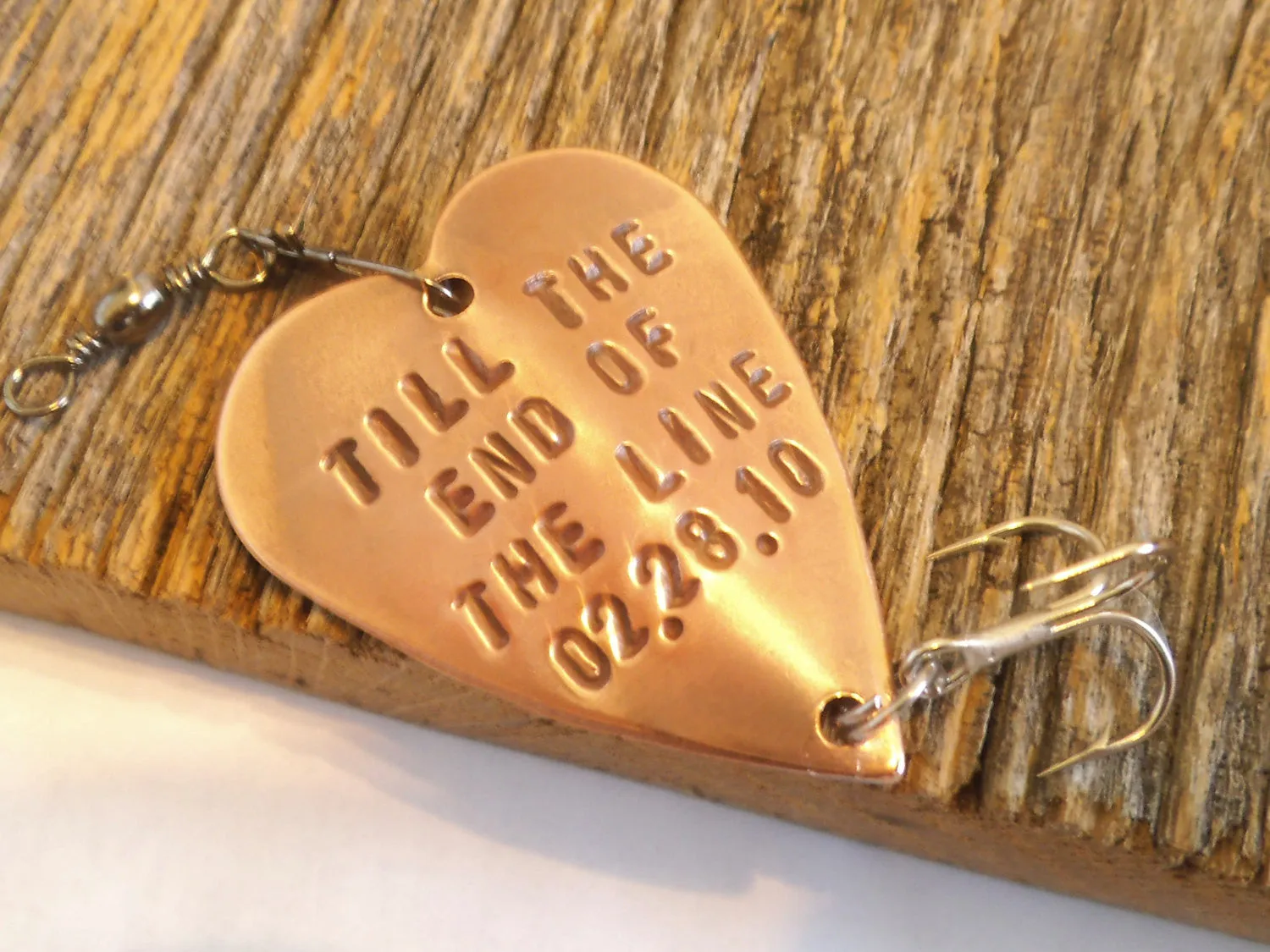 Personalized Anniversary Gift for Husband Handstamped Fishing Lure Men Birthday Boyfriend Wedding Gift Till the End of the Line Infinity Us