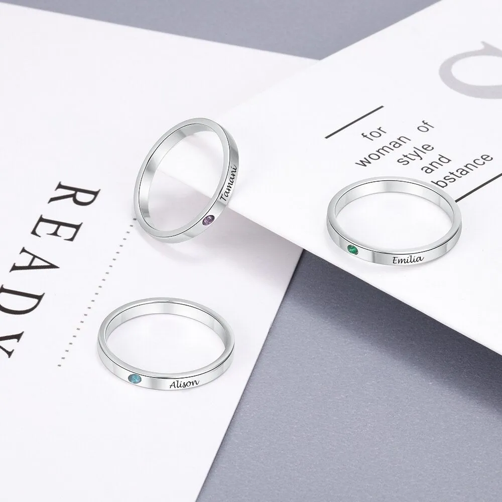Personalized Name Ring | Ring with Birthstone | Dainty Name Ring | Custom Name Ring | Name Rings | Engraved Rings | 925 Sterling Silver Ring
