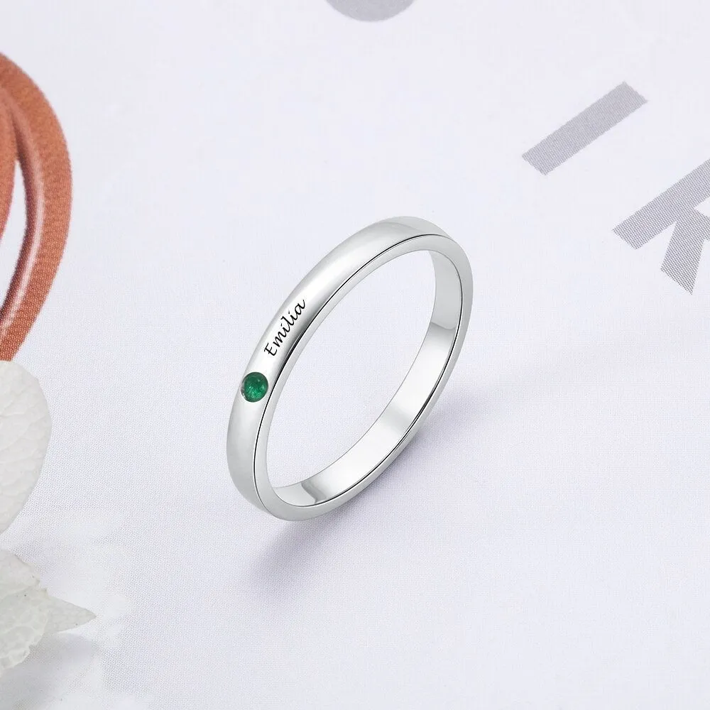 Personalized Name Ring | Ring with Birthstone | Dainty Name Ring | Custom Name Ring | Name Rings | Engraved Rings | 925 Sterling Silver Ring