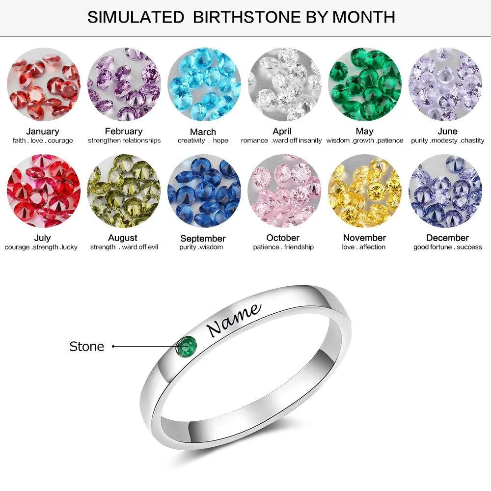 Personalized Name Ring | Ring with Birthstone | Dainty Name Ring | Custom Name Ring | Name Rings | Engraved Rings | 925 Sterling Silver Ring