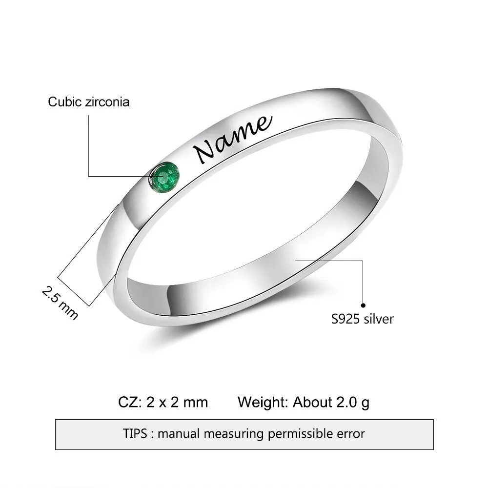 Personalized Name Ring | Ring with Birthstone | Dainty Name Ring | Custom Name Ring | Name Rings | Engraved Rings | 925 Sterling Silver Ring