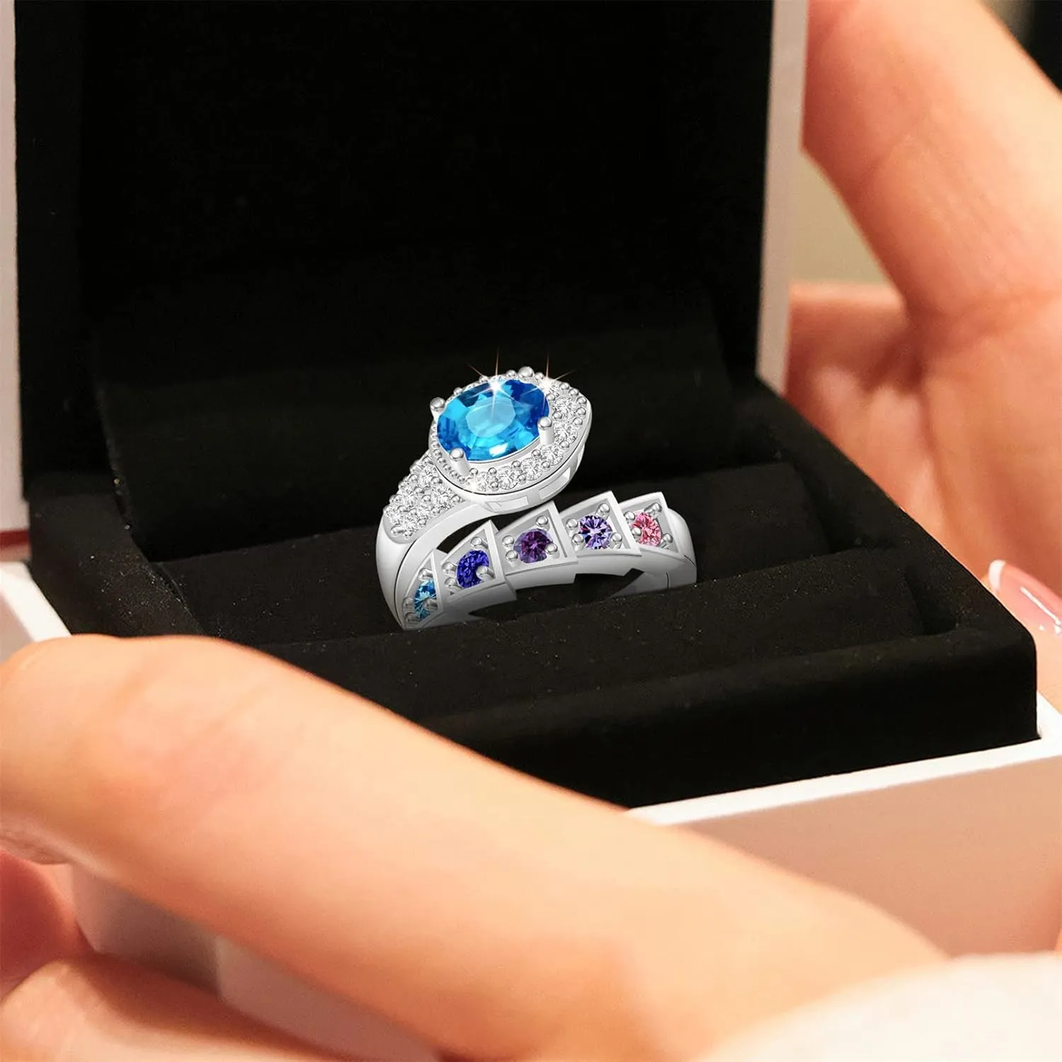 Personalized Simulated Birthstones Rings for Women Promise Rings for Her Custom Womens Rings Mother Daughter Rings Engagement Rings Gifts for Mom