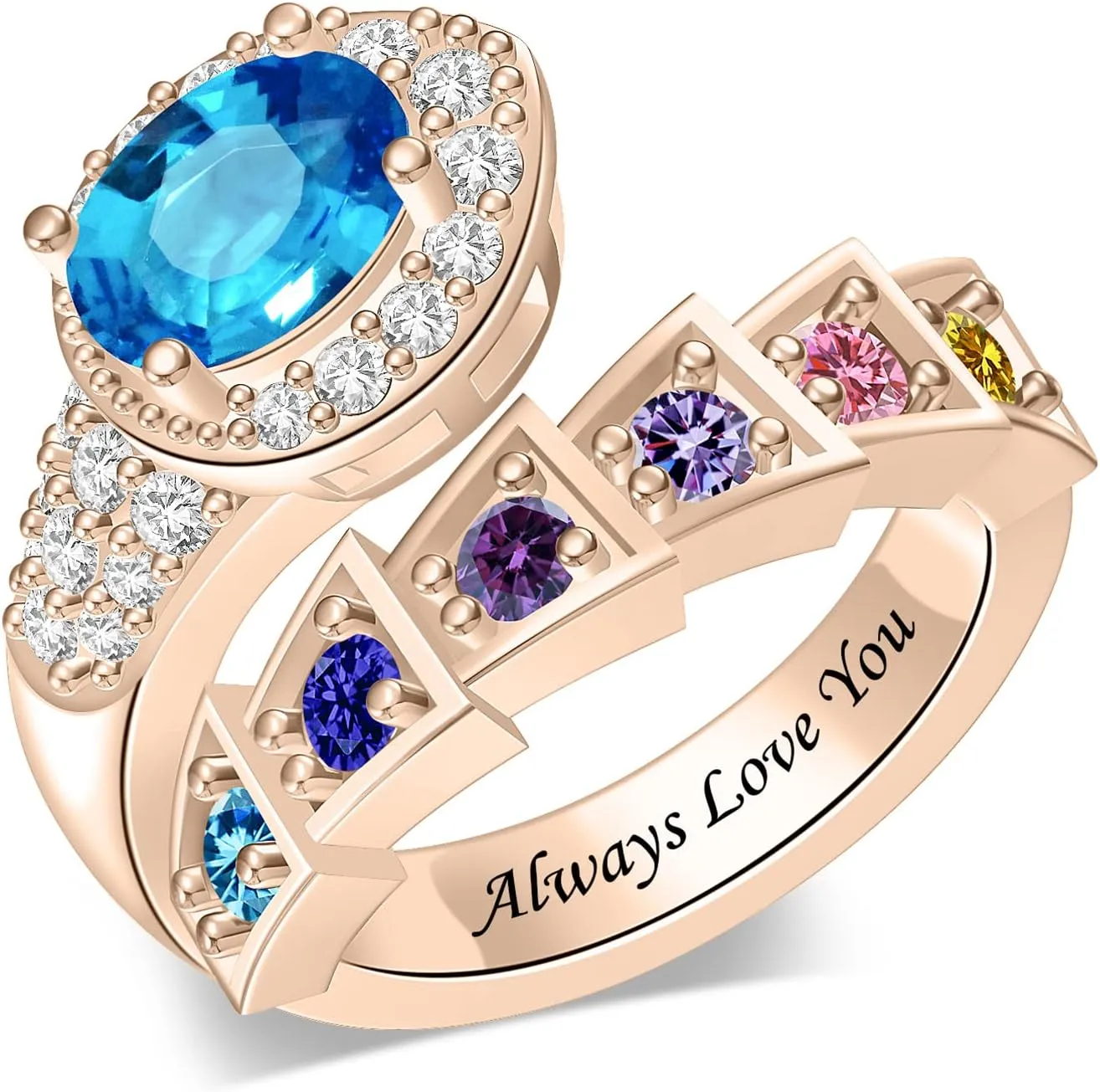 Personalized Simulated Birthstones Rings for Women Promise Rings for Her Custom Womens Rings Mother Daughter Rings Engagement Rings Gifts for Mom