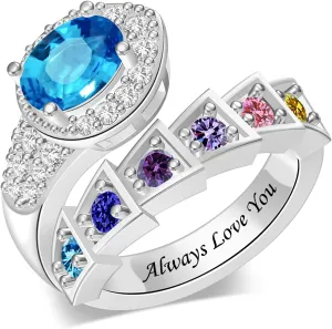 Personalized Simulated Birthstones Rings for Women Promise Rings for Her Custom Womens Rings Mother Daughter Rings Engagement Rings Gifts for Mom
