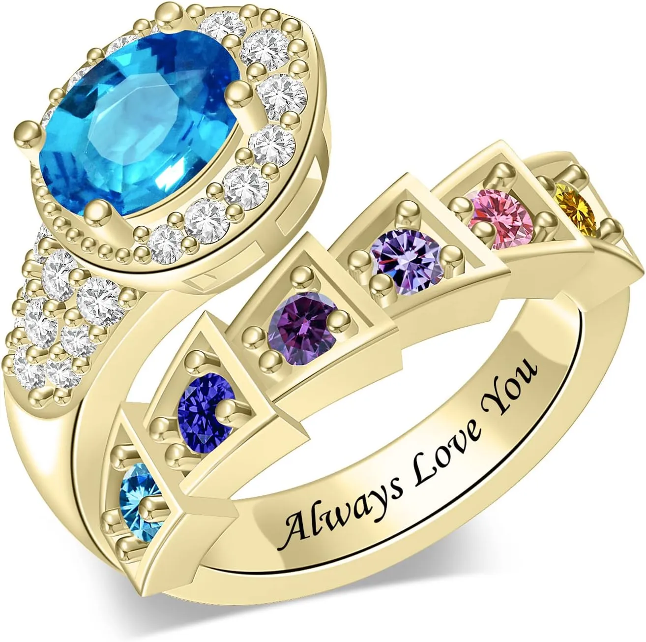 Personalized Simulated Birthstones Rings for Women Promise Rings for Her Custom Womens Rings Mother Daughter Rings Engagement Rings Gifts for Mom