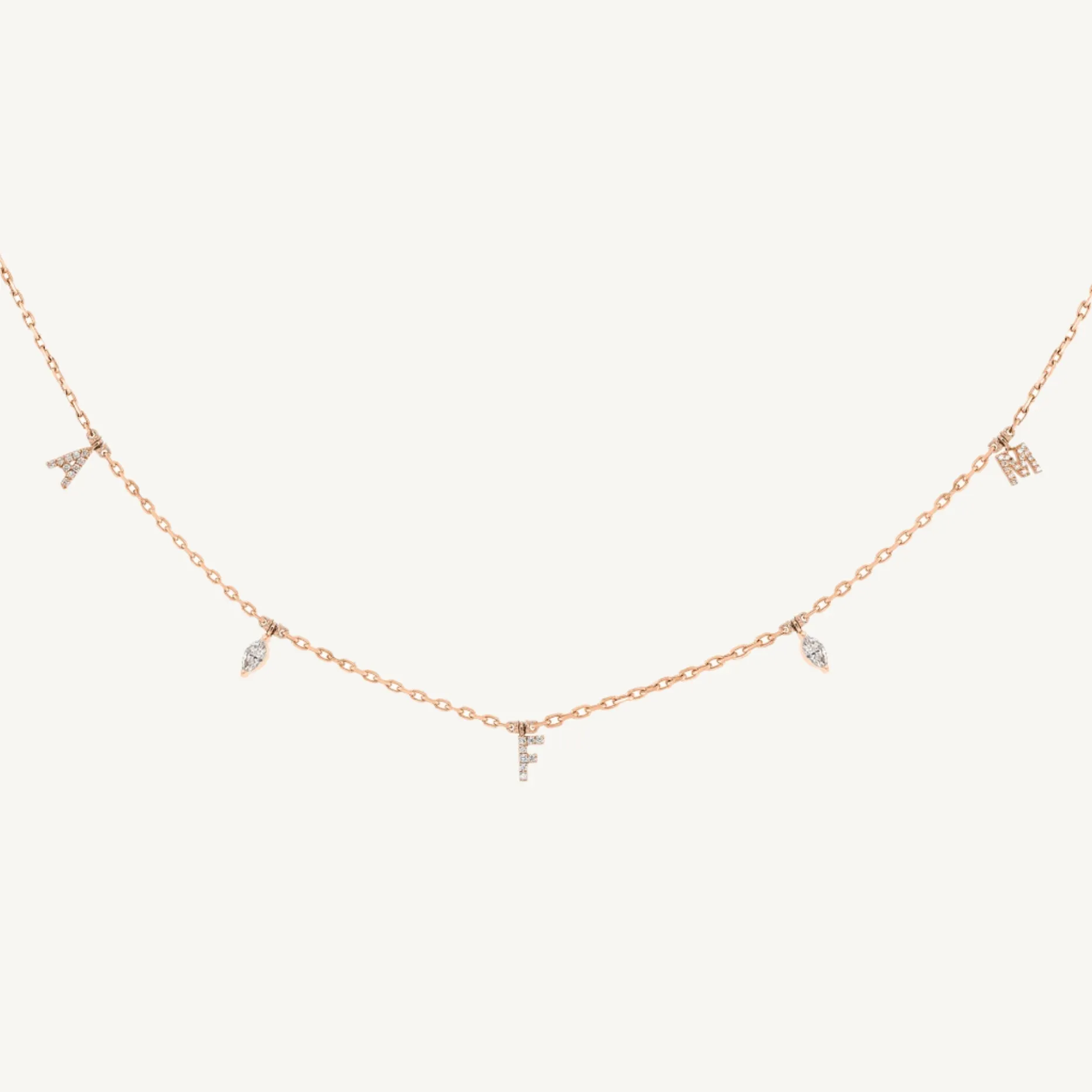 Personalized Three Letter Marquise Diamond Choker