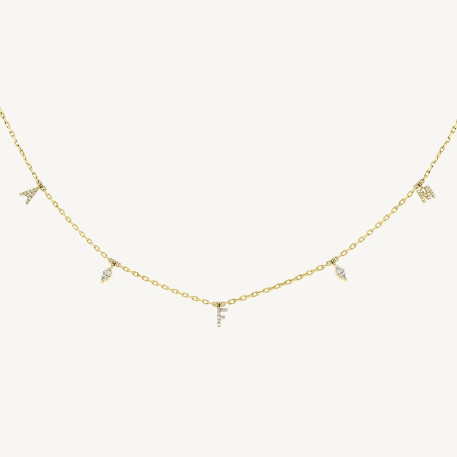 Personalized Three Letter Marquise Diamond Choker