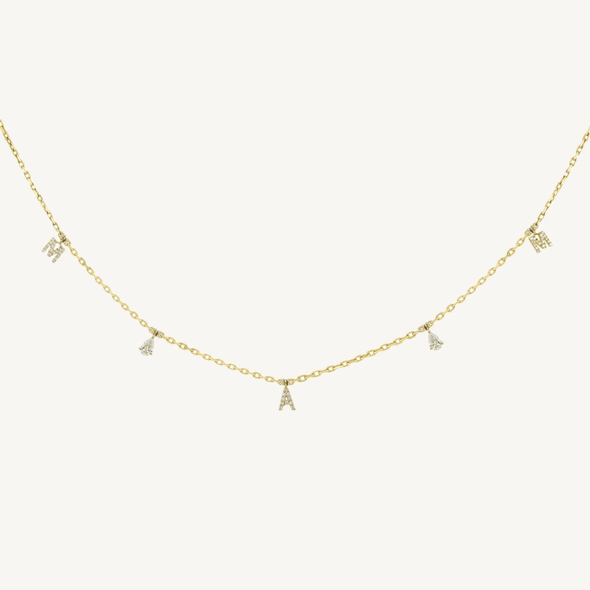Personalized Three Letter Pear Diamond Choker