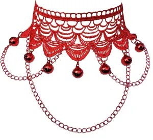 pinda Red Lace Chains Christmas Bell Necklaces Goth Chokers Collar Jewelry for Women Gifts (lace bell)