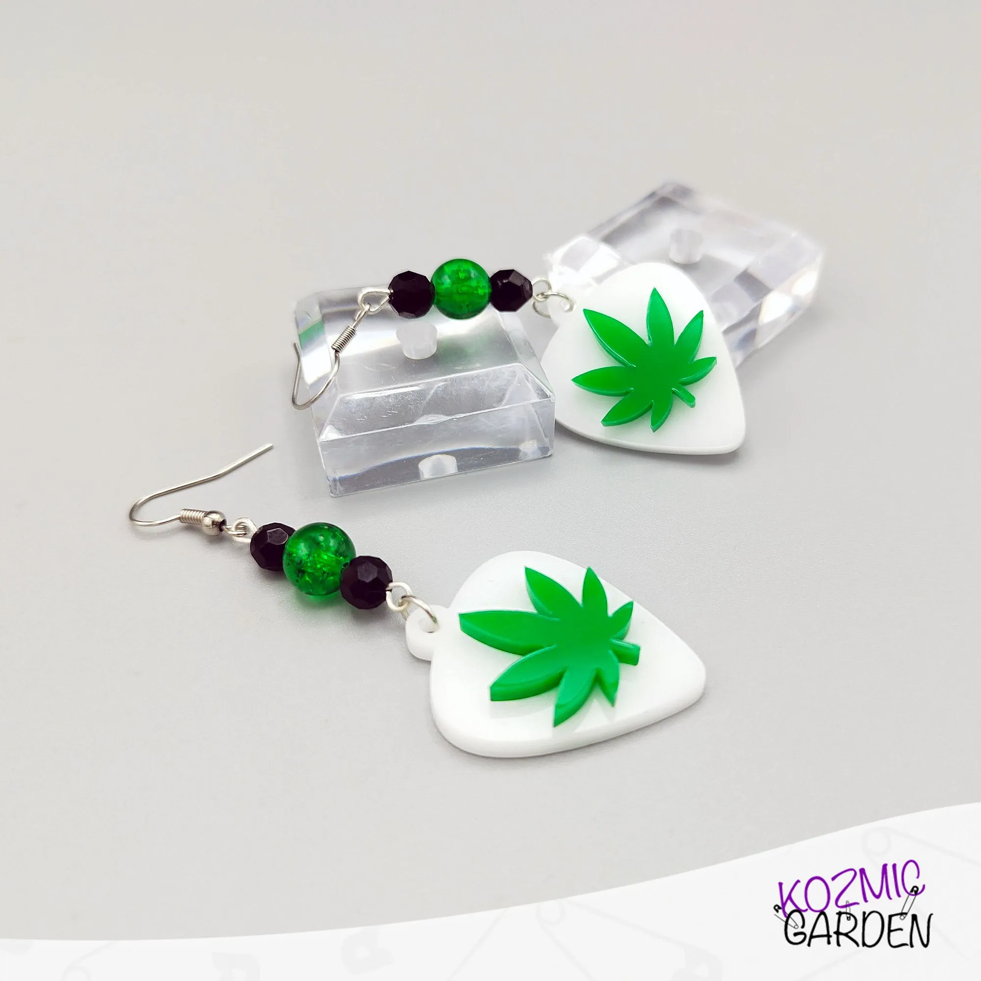 Pot Leaf Guitar Pick Earrings - Let's Get Stoned!