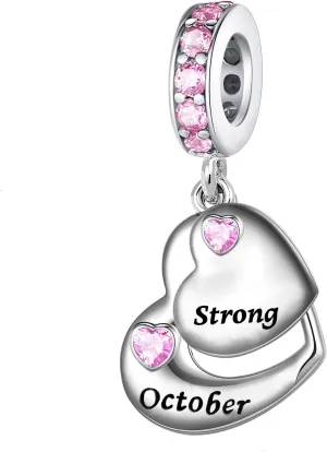 QeenseKc Matching Heart Spilt Dangle Charm 12 Birthstone Bead for Pandora Bracelet Women Present