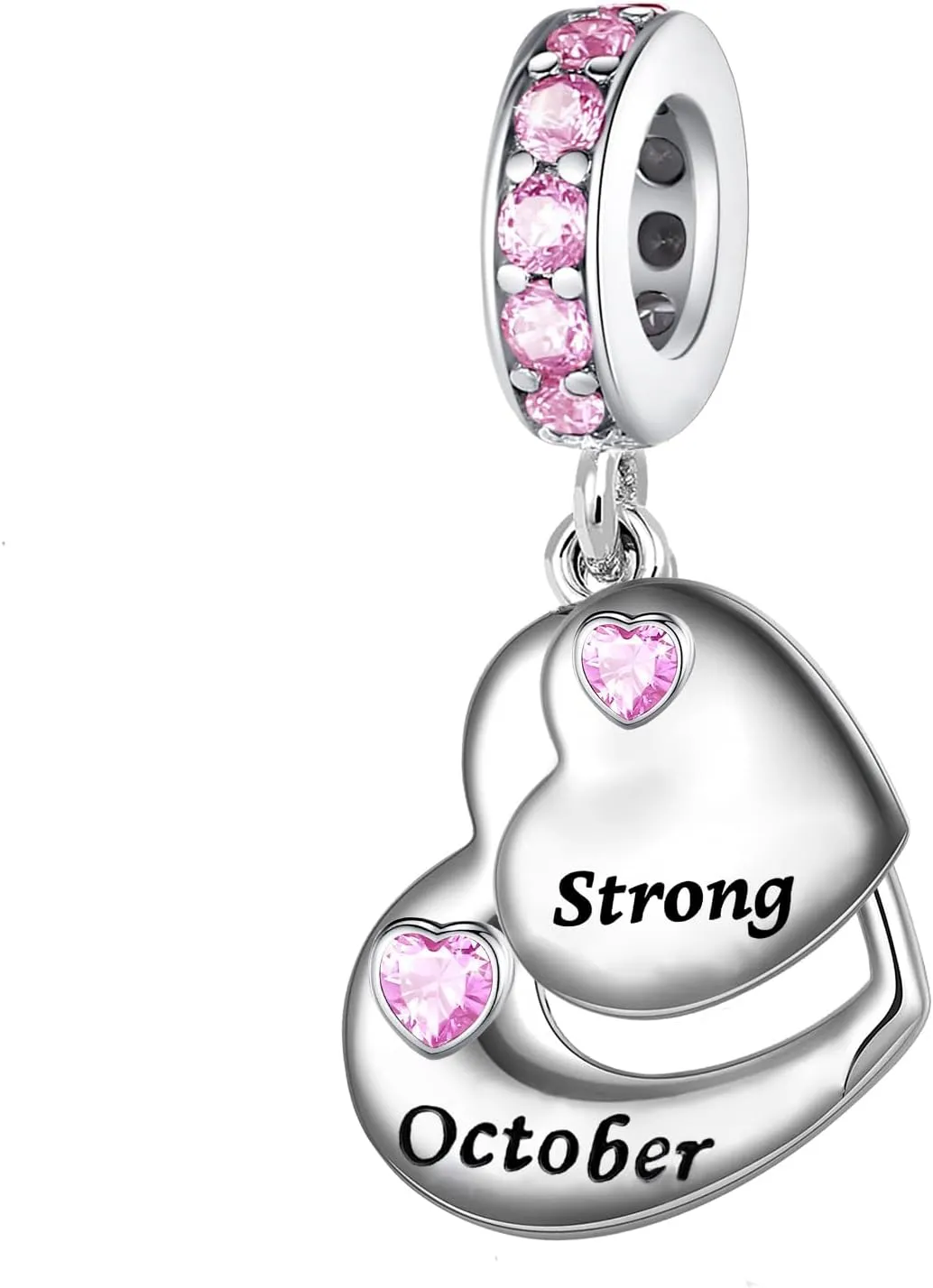 QeenseKc Matching Heart Spilt Dangle Charm 12 Birthstone Bead for Pandora Bracelet Women Present