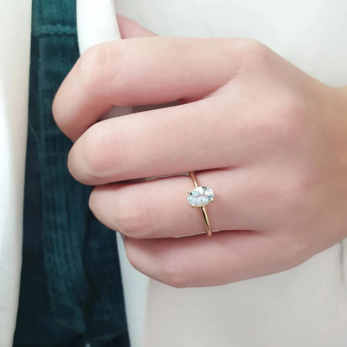 "MARE" Aquamarine Solitaire Ring