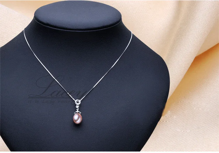 Real freshwater bridal jewelry sets with pendant earring,wedding 925 silver fine natural white pearl jewelry sets for women gift