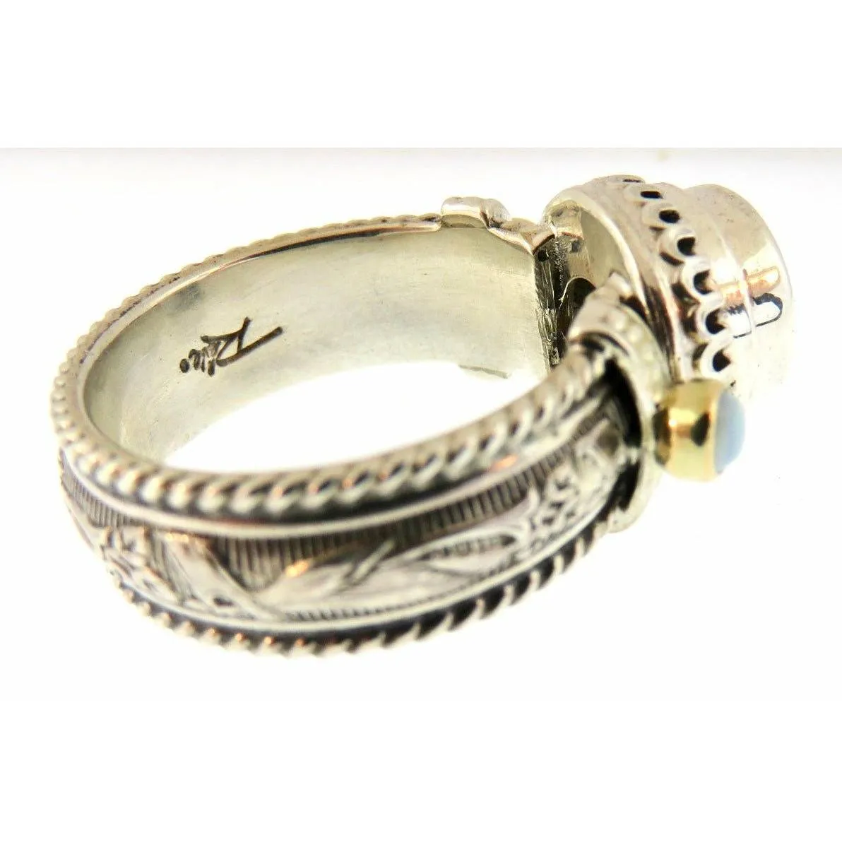 REVE Jewelry Mystic Stone & Opal  Ring -Sterling Silver & 14kt Gold