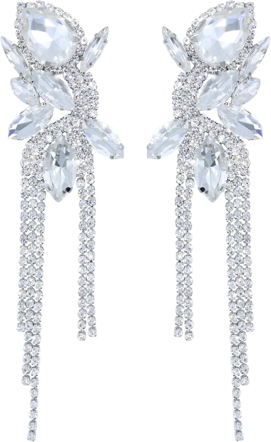 Rhinestone Chain Tassels Drop Dangle Earrings for Women Long Crystal Dangling Statement Earrings for Women Fashion Earring for Women