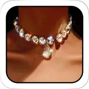 Rhinestone Choker Necklace Large Crystal Pendant Necklaces Silver Diamond Neck Chain Party Prom Pageants Fashion Chokers Jewelry for Women