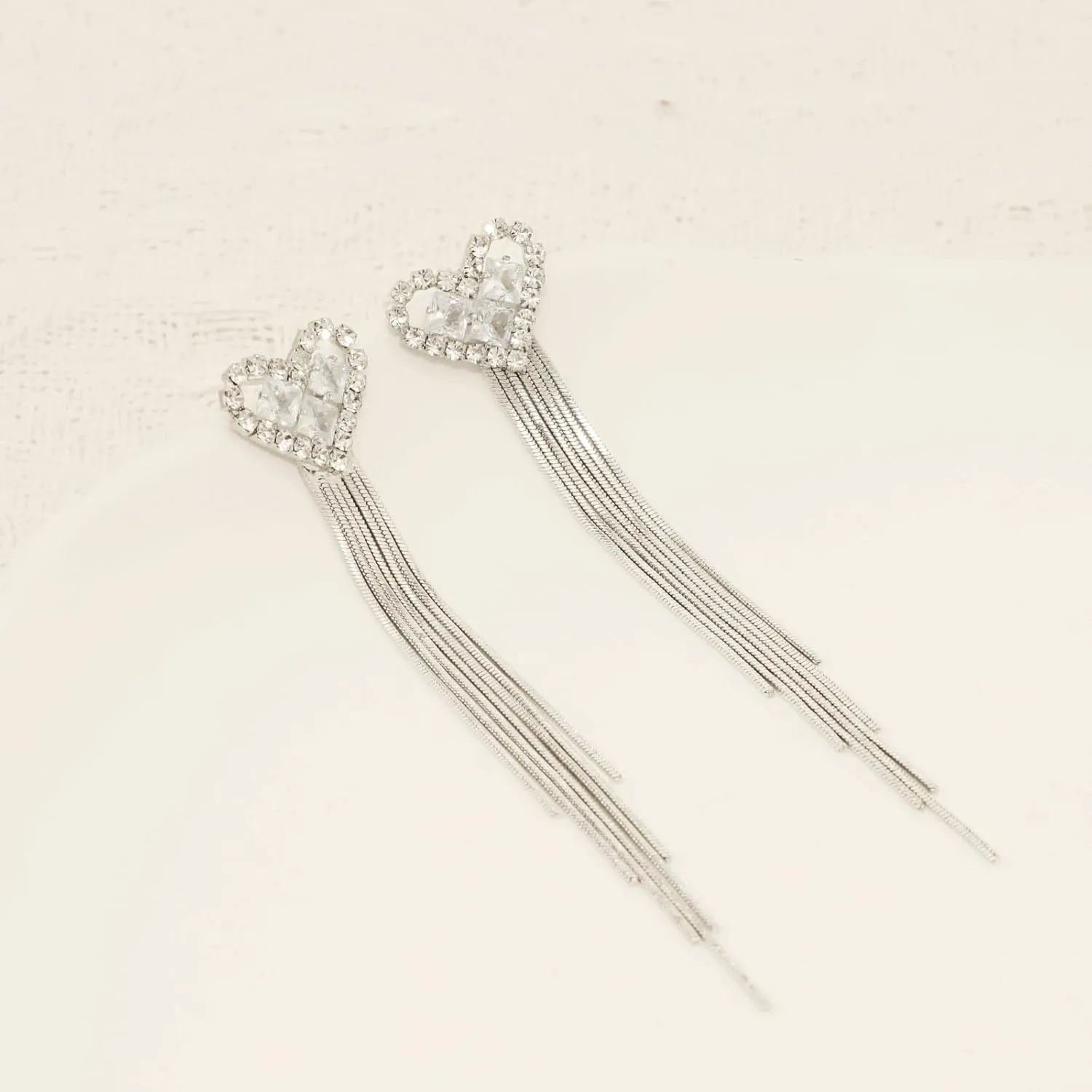 Rhinestone Gold Silver/Red Tassel Earrings For Women Trendy Chandelier Earrings Statement Fringe Earrings Long Crystal Tassels Earrings Beaded Dangling Earrings For Party Prom Wedding Bridal
