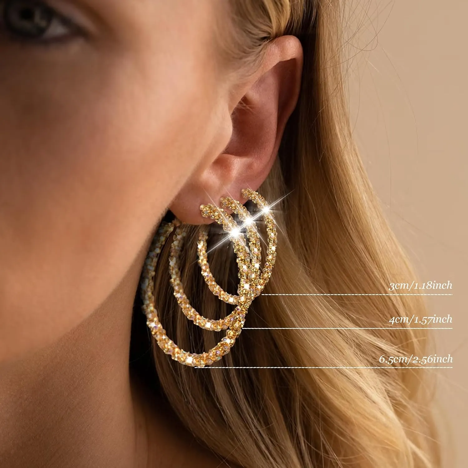 Rhinestone Hoop Earrings Trendy Earrings for Women 2025 Prom Dresses 2025 Big/Large Hoop Earrings Sparkly Glitter Hoops Earring Wedding Prom Formal Jewelry Gifts