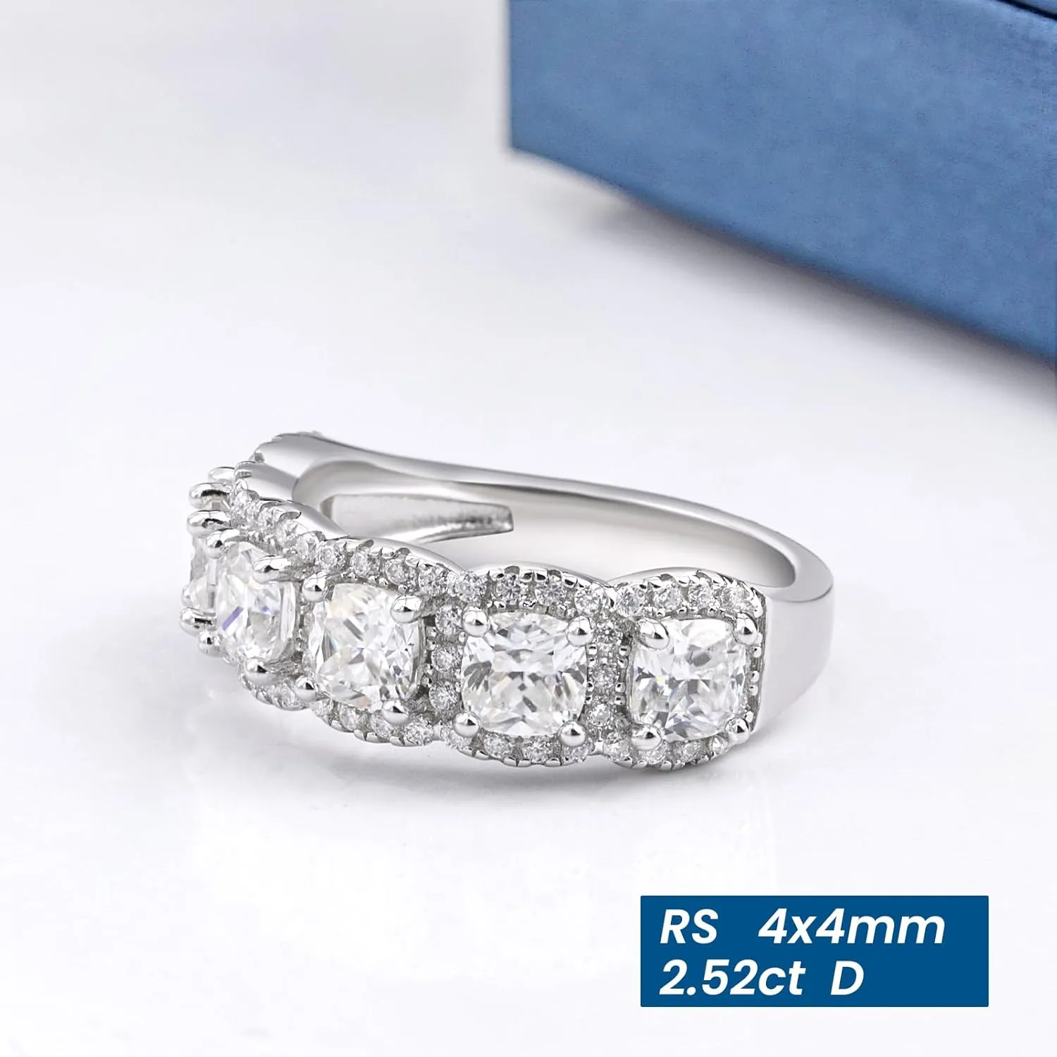 RINEY&KY Moissanite Rings for Women Lab Diamond Wedding Bands D Color VVS1 Clarity 18K White Gold Plated Sterling Silver Non Tarnish Eternity Milgrain Marquise Size 5-10US