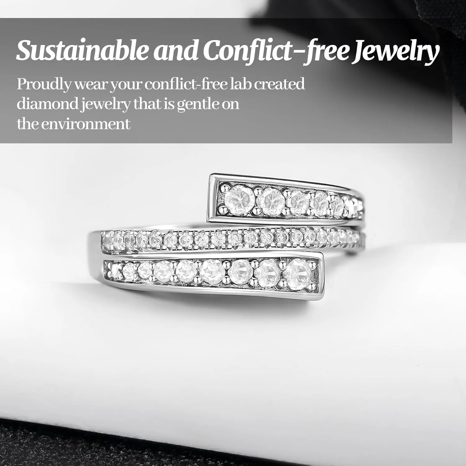 RINEY&KY Moissanite Rings for Women VVS Sterling Silver Stackable Wedding Bands Non Tarnish White Gold Plated Hypoallergenic Certified Lab Diamond Eternity Band Size 5-10US