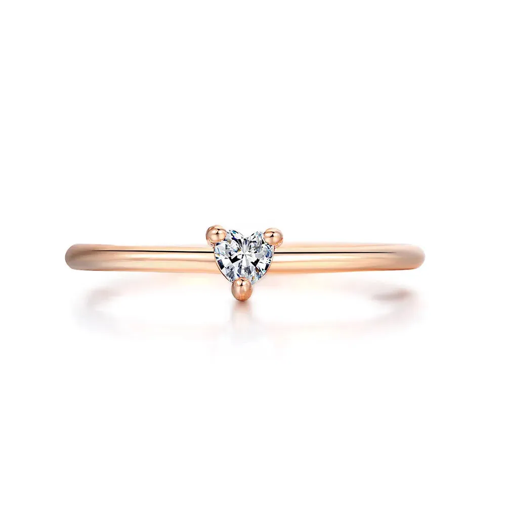 Rings For Women Little Heart Shaped Gold Color Wedding Engagement Dainty Ring Jewellry Zircon Romantic Fashion Jewelry KBR014-M