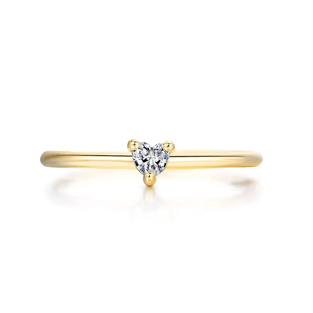 Rings For Women Little Heart Shaped Gold Color Wedding Engagement Dainty Ring Jewellry Zircon Romantic Fashion Jewelry KBR014-M