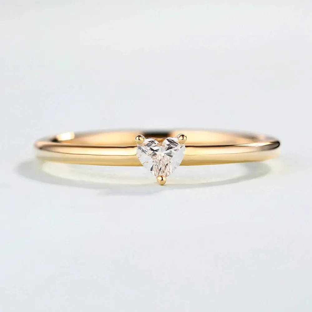 Rings For Women Little Heart Shaped Gold Color Wedding Engagement Dainty Ring Jewellry Zircon Romantic Fashion Jewelry KBR014-M