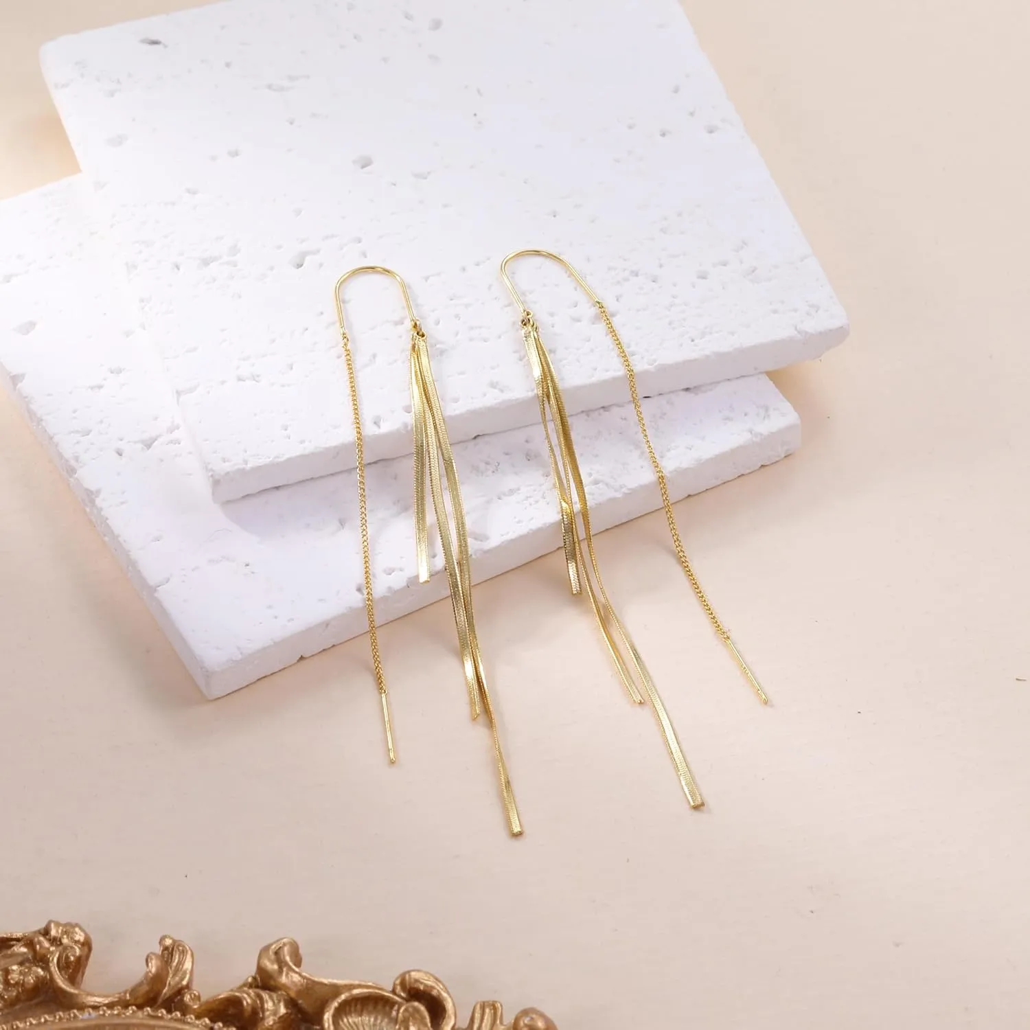 Ritach Silver Dangle Earrings for Women Minimalist Long Silver Dangle Drop Tassel Threader Prom Earrings Jewelry Gifts for Women