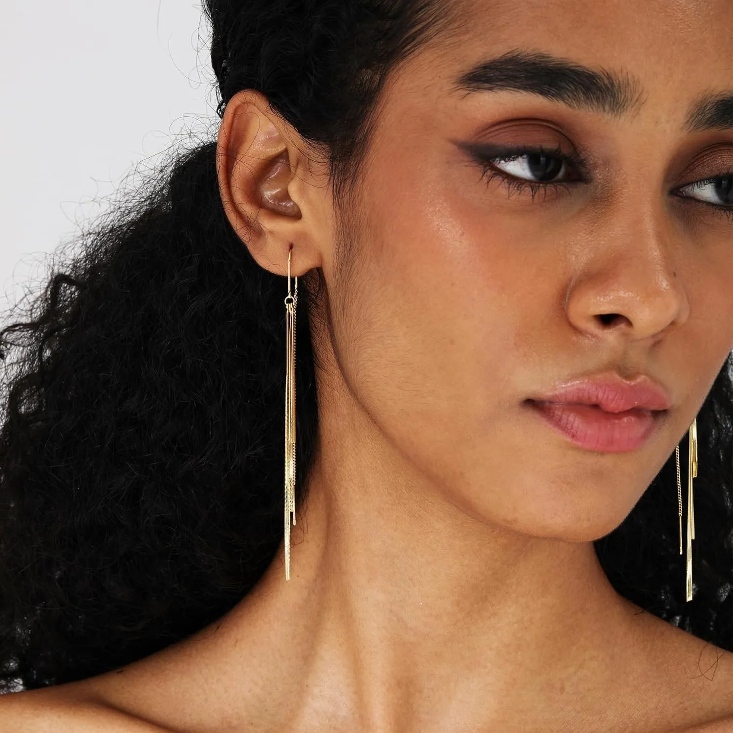 Ritach Silver Dangle Earrings for Women Minimalist Long Silver Dangle Drop Tassel Threader Prom Earrings Jewelry Gifts for Women
