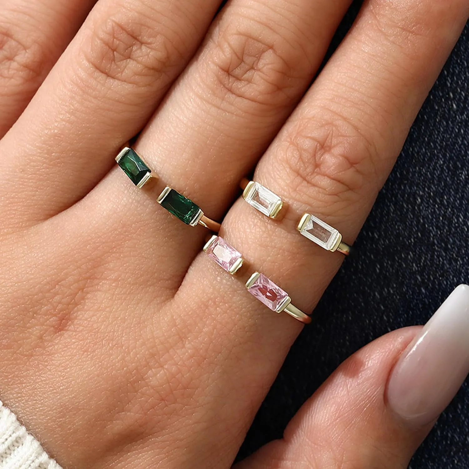 Roe Dolph Birthstone Rings for Women Gold Birthstone Ring Dainty 14K Gold Plated Stackable Birthstone Rings for Birthday Jewelry Gifts Ruby Thumb Pinky Rings July June August Birthstone Rings