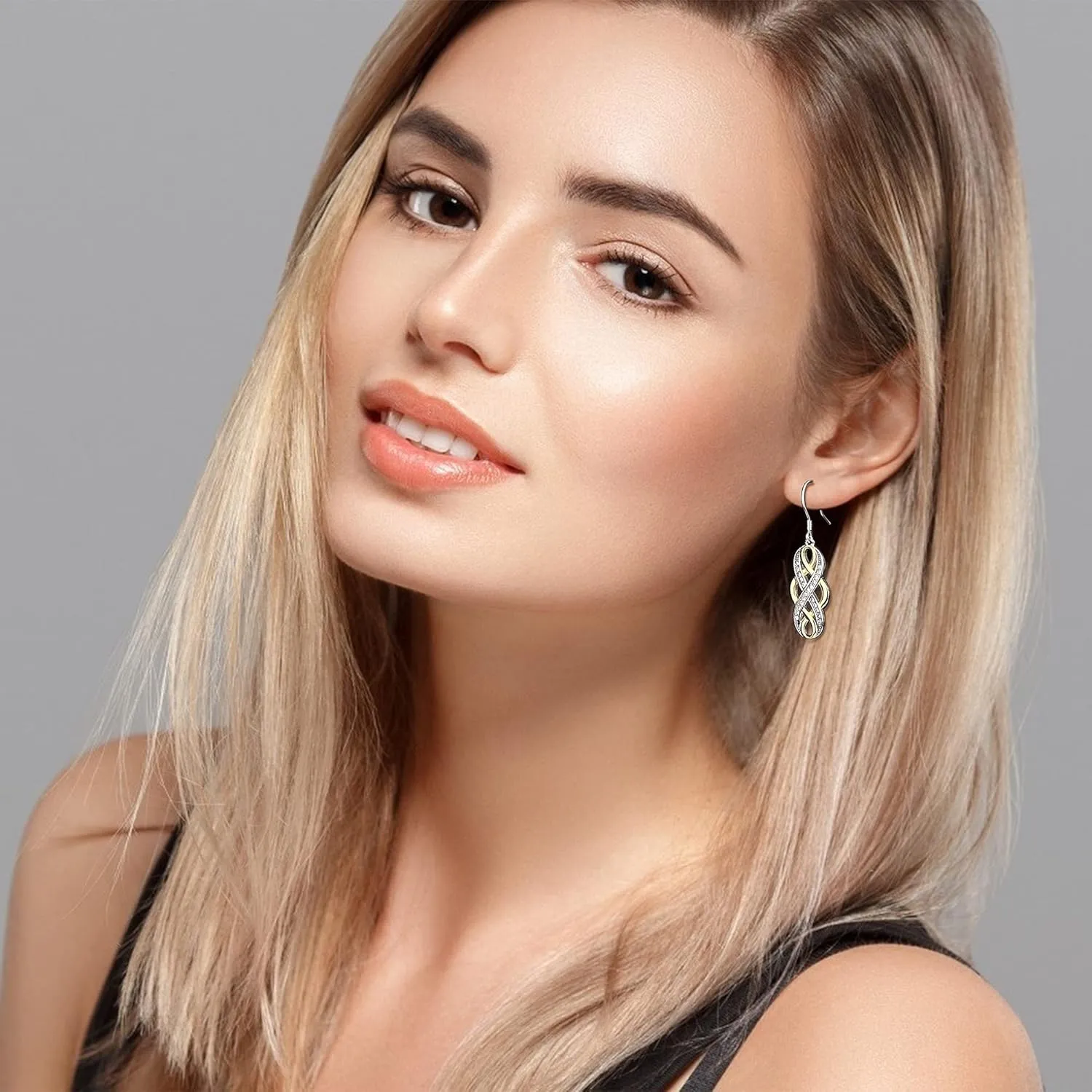 Rose Gold Plated Celtic Knot Dangle Earrings 925 Sterling Silver Infinity Earrings Good Luck Irish Celtic Eternity Knot Earrings Minimalist Jewelry For Women