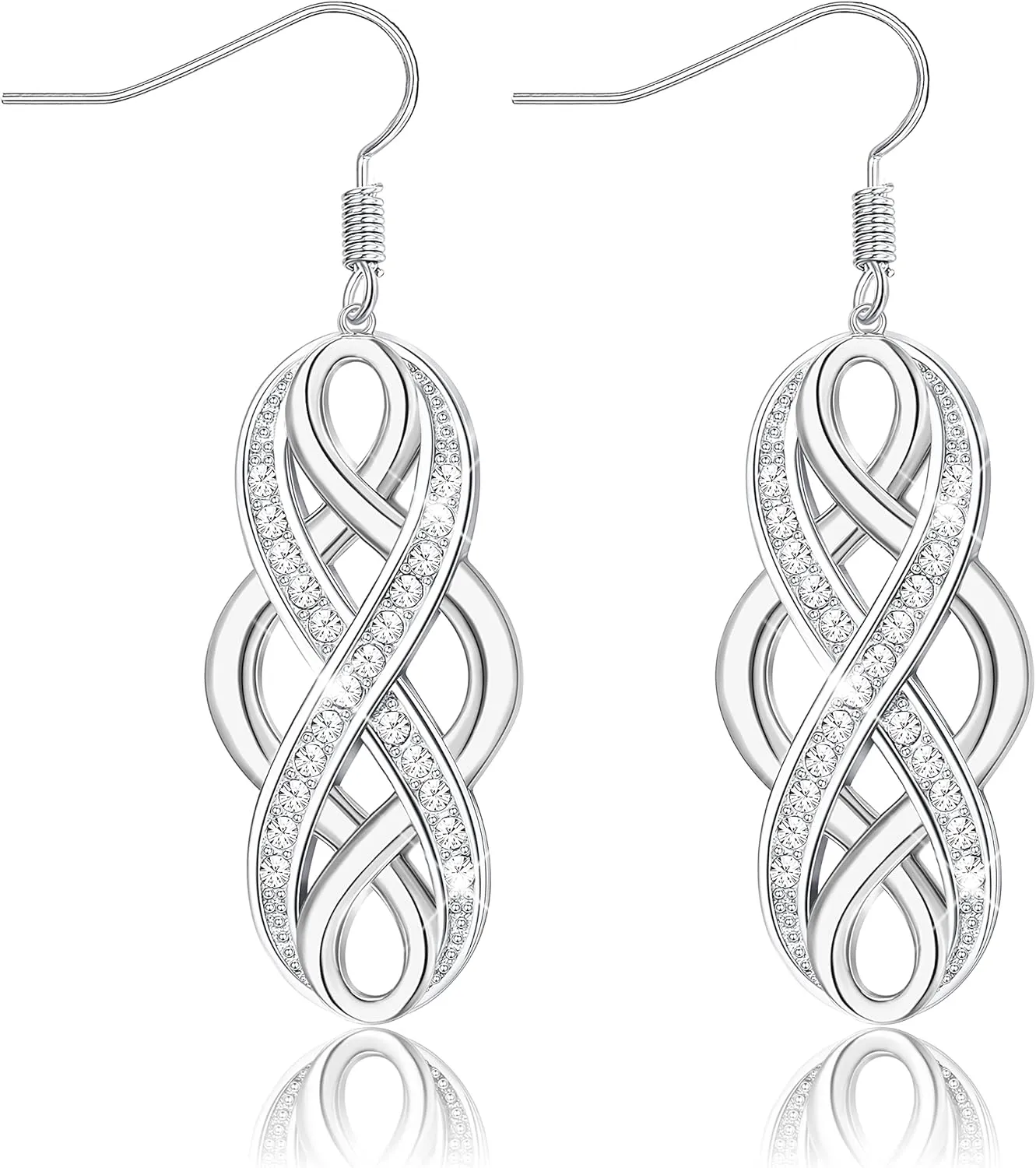 Rose Gold Plated Celtic Knot Dangle Earrings 925 Sterling Silver Infinity Earrings Good Luck Irish Celtic Eternity Knot Earrings Minimalist Jewelry For Women